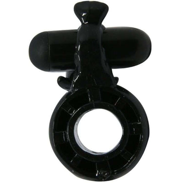 Anello Vibrante in Silicone con Stimolatore Clitoride Nero